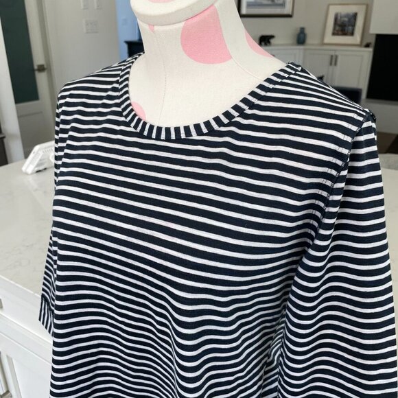 Neon Buddha Oversize Stripe 2/3 Slv Scoop Nk Top w Button Detail Navy Wht Sz S - Picture 5 of 14